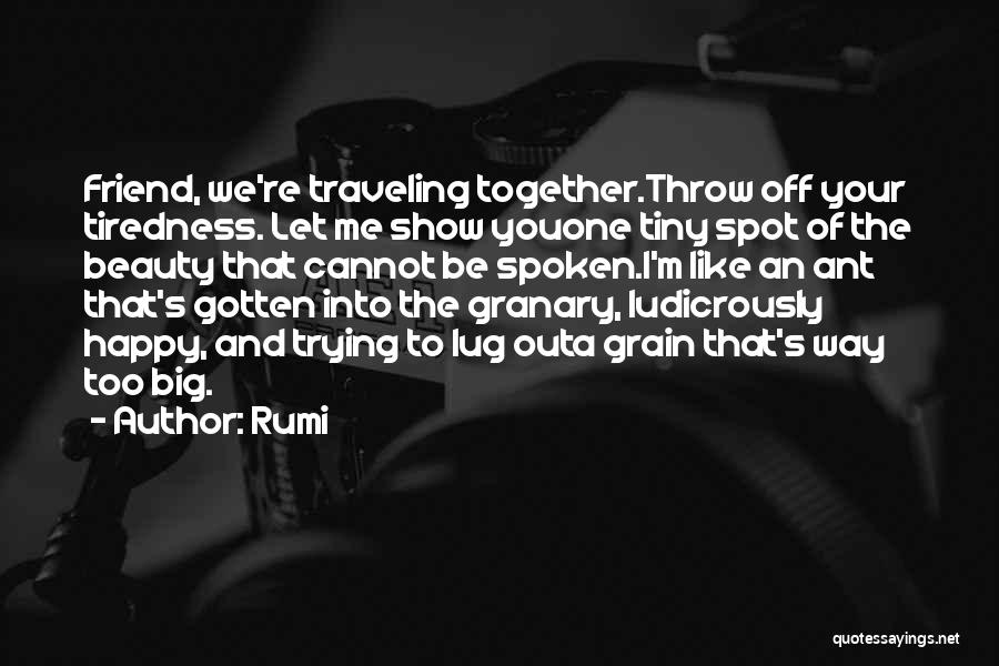 Rumi Quotes: Friend, We're Traveling Together.throw Off Your Tiredness. Let Me Show Youone Tiny Spot Of The Beauty That Cannot Be Spoken.i'm