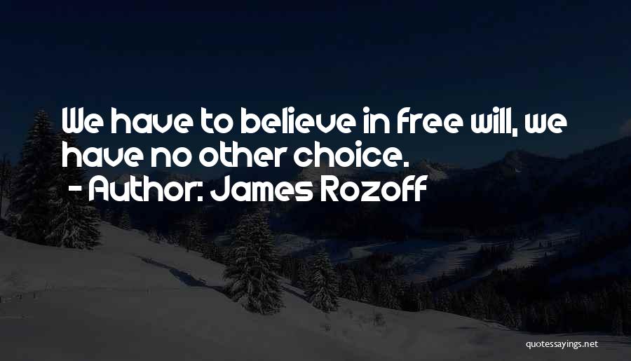 James Rozoff Quotes: We Have To Believe In Free Will, We Have No Other Choice.