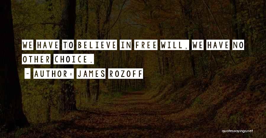 James Rozoff Quotes: We Have To Believe In Free Will, We Have No Other Choice.