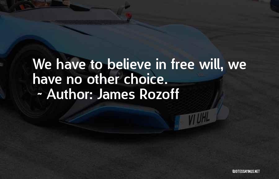 James Rozoff Quotes: We Have To Believe In Free Will, We Have No Other Choice.