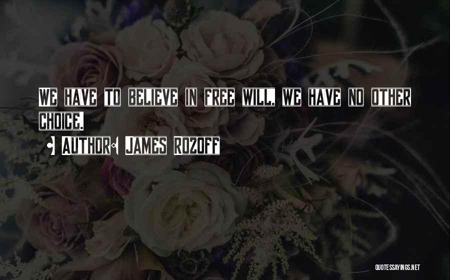 James Rozoff Quotes: We Have To Believe In Free Will, We Have No Other Choice.