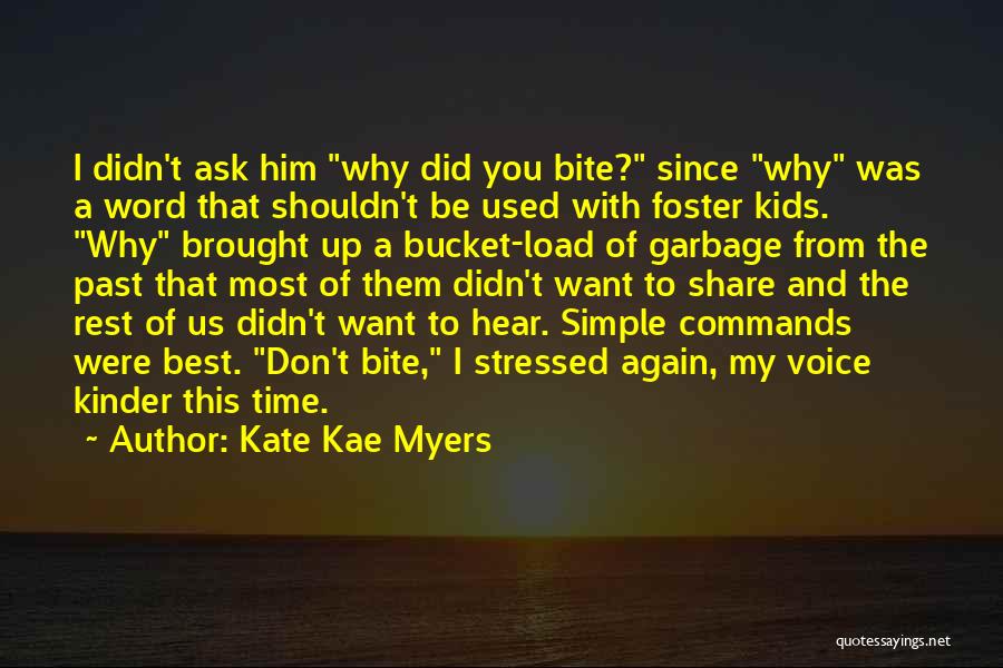 Kate Kae Myers Quotes: I Didn't Ask Him Why Did You Bite? Since Why Was A Word That Shouldn't Be Used With Foster Kids.