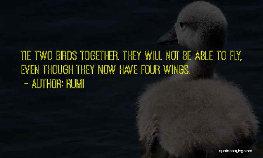 Rumi Quotes: Tie Two Birds Together. They Will Not Be Able To Fly, Even Though They Now Have Four Wings.