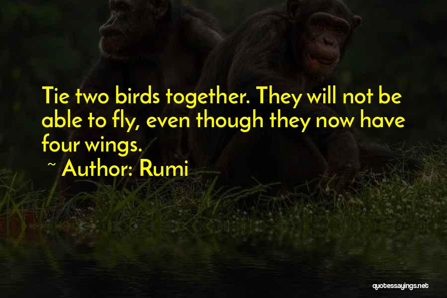 Rumi Quotes: Tie Two Birds Together. They Will Not Be Able To Fly, Even Though They Now Have Four Wings.