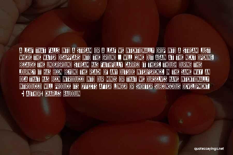 Charles Baudouin Quotes: A Leaf That Falls Into A Stream (or A Leaf We Intentionally Drop Into A Stream) Just Where The Water