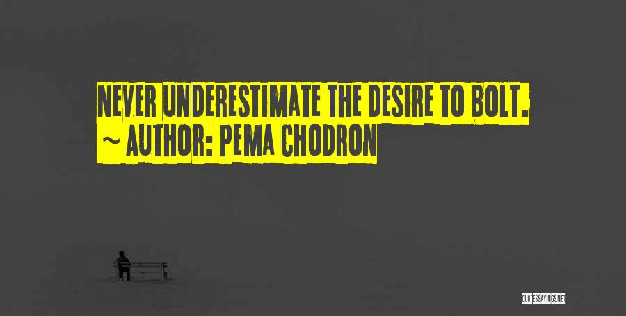 Pema Chodron Quotes: Never Underestimate The Desire To Bolt.