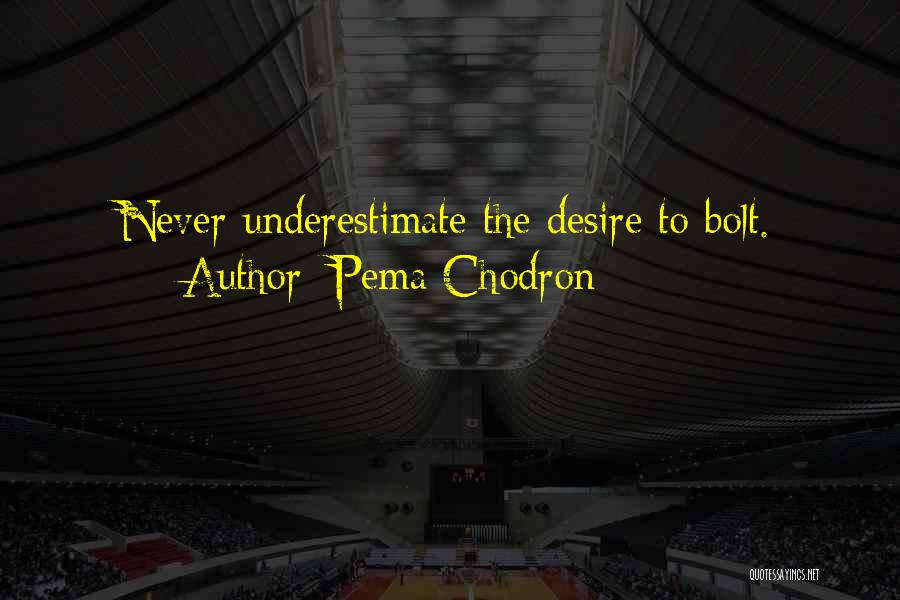 Pema Chodron Quotes: Never Underestimate The Desire To Bolt.