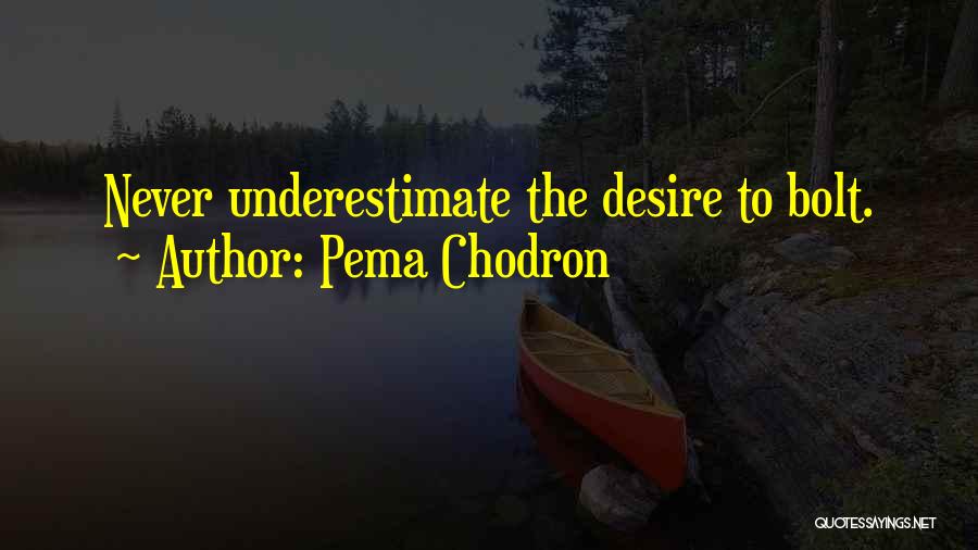 Pema Chodron Quotes: Never Underestimate The Desire To Bolt.