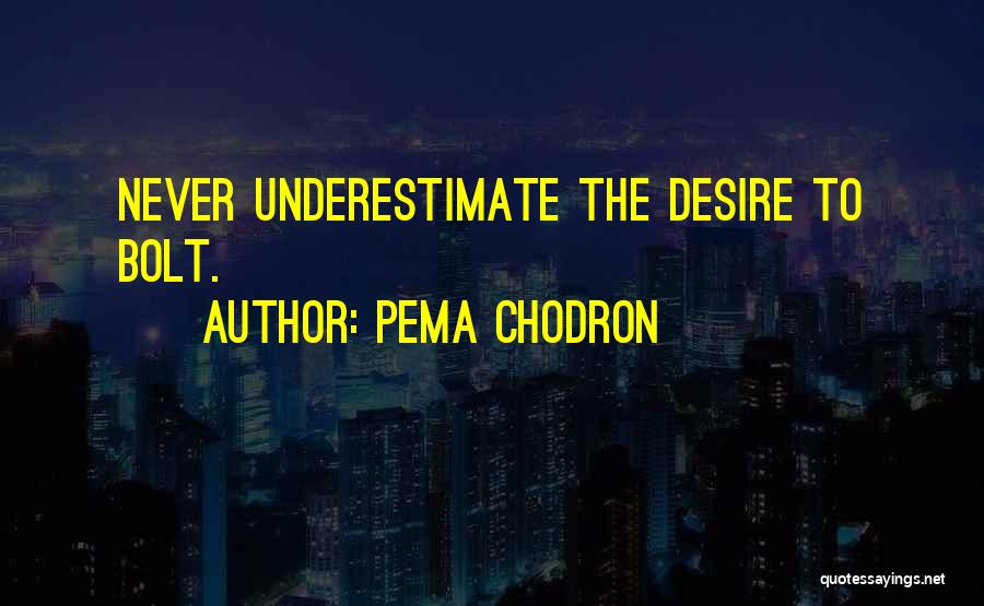 Pema Chodron Quotes: Never Underestimate The Desire To Bolt.