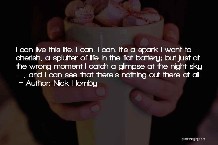 Nick Hornby Quotes: I Can Live This Life. I Can. I Can. It's A Spark I Want To Cherish, A Splutter Of Life