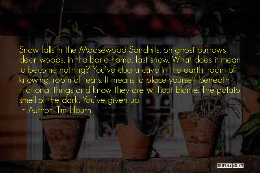 Tim Lilburn Quotes: Snow Falls In The Moosewood Sandhills, On Ghost Burrows, Deer Woods, In The Bone-home, Last Snow. What Does It Mean