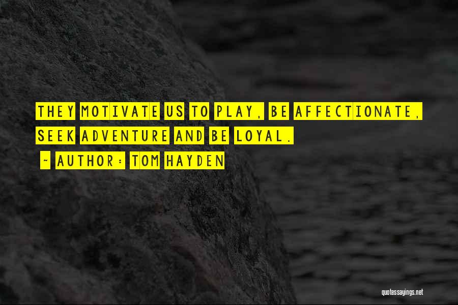 Tom Hayden Quotes: They Motivate Us To Play, Be Affectionate, Seek Adventure And Be Loyal.