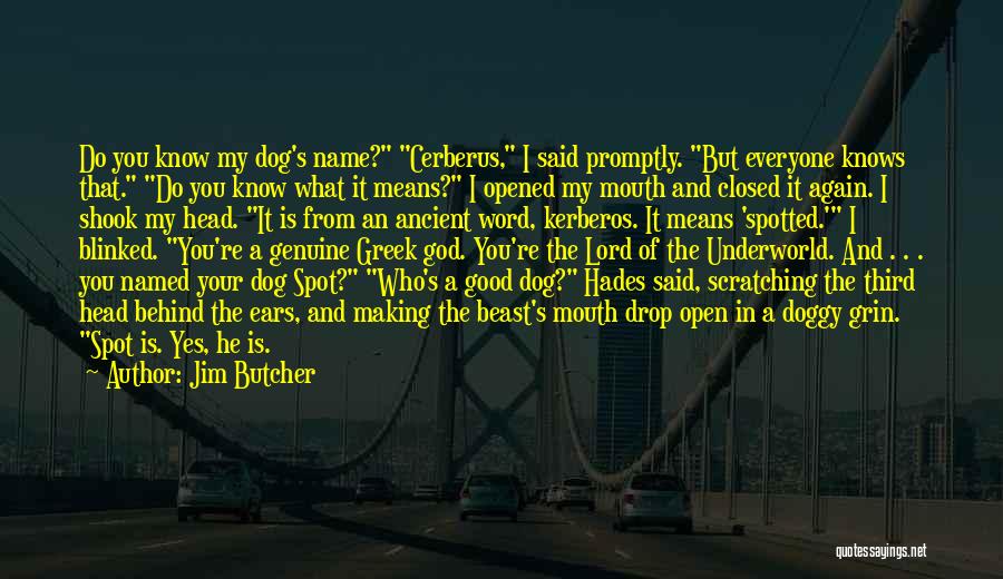 Jim Butcher Quotes: Do You Know My Dog's Name? Cerberus, I Said Promptly. But Everyone Knows That. Do You Know What It Means?