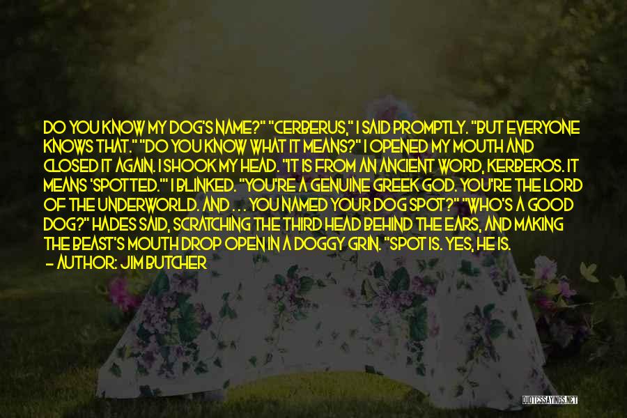 Jim Butcher Quotes: Do You Know My Dog's Name? Cerberus, I Said Promptly. But Everyone Knows That. Do You Know What It Means?