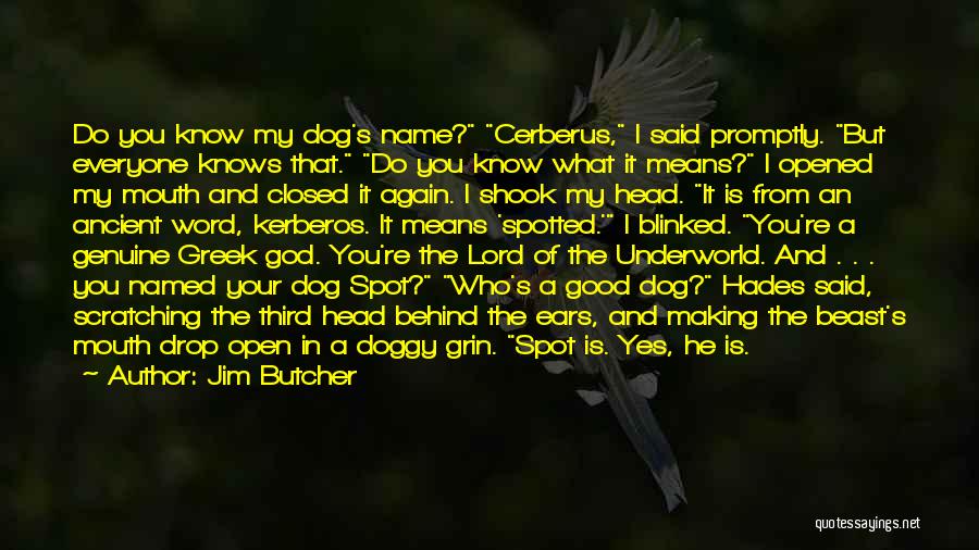 Jim Butcher Quotes: Do You Know My Dog's Name? Cerberus, I Said Promptly. But Everyone Knows That. Do You Know What It Means?