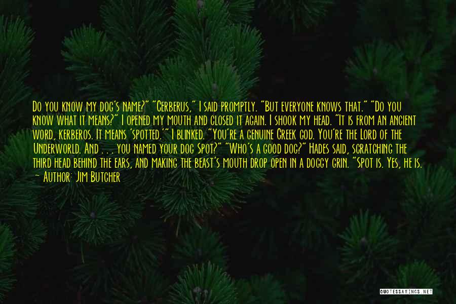 Jim Butcher Quotes: Do You Know My Dog's Name? Cerberus, I Said Promptly. But Everyone Knows That. Do You Know What It Means?