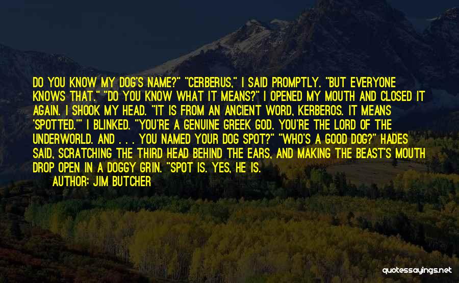 Jim Butcher Quotes: Do You Know My Dog's Name? Cerberus, I Said Promptly. But Everyone Knows That. Do You Know What It Means?