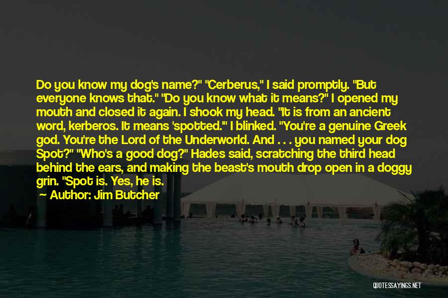 Jim Butcher Quotes: Do You Know My Dog's Name? Cerberus, I Said Promptly. But Everyone Knows That. Do You Know What It Means?