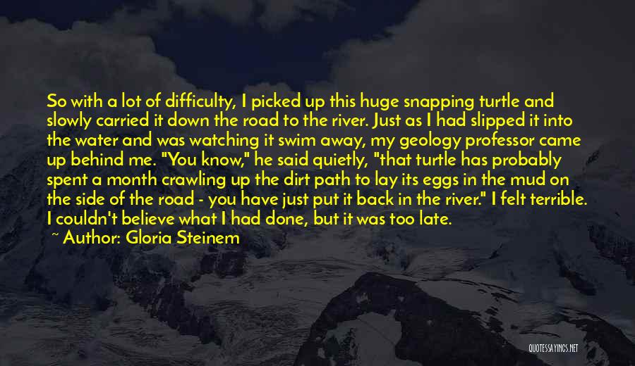 Gloria Steinem Quotes: So With A Lot Of Difficulty, I Picked Up This Huge Snapping Turtle And Slowly Carried It Down The Road