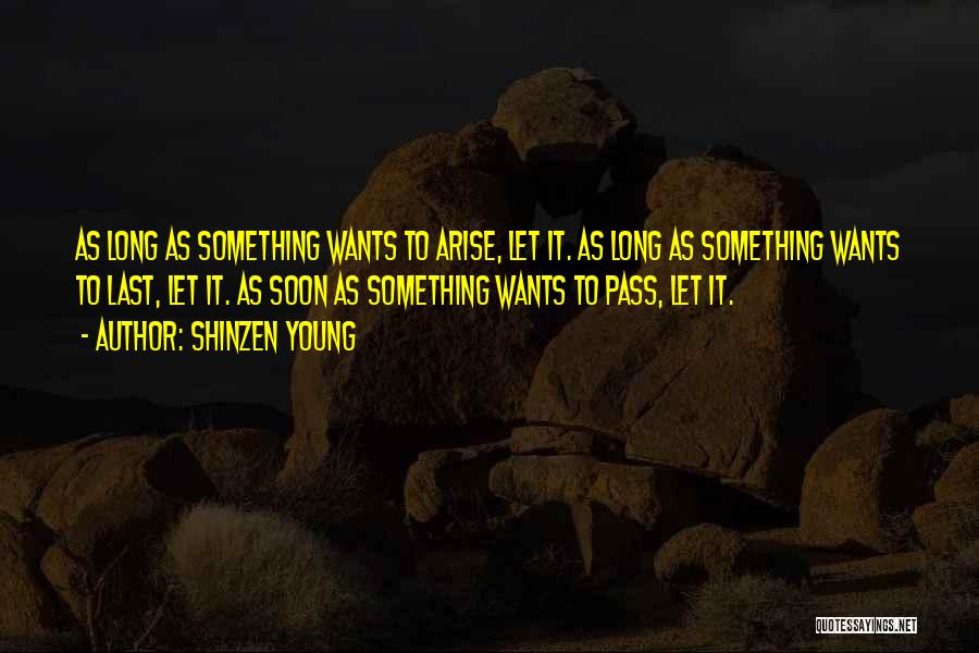 Shinzen Young Quotes: As Long As Something Wants To Arise, Let It. As Long As Something Wants To Last, Let It. As Soon