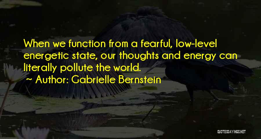 Gabrielle Bernstein Quotes: When We Function From A Fearful, Low-level Energetic State, Our Thoughts And Energy Can Literally Pollute The World.