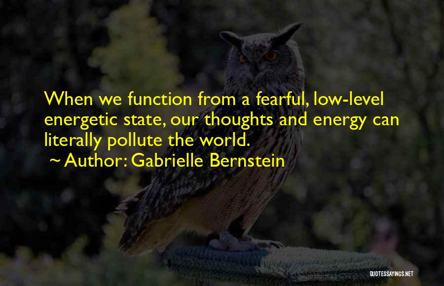 Gabrielle Bernstein Quotes: When We Function From A Fearful, Low-level Energetic State, Our Thoughts And Energy Can Literally Pollute The World.