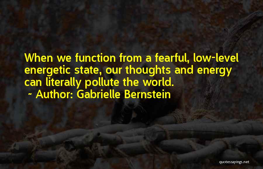 Gabrielle Bernstein Quotes: When We Function From A Fearful, Low-level Energetic State, Our Thoughts And Energy Can Literally Pollute The World.