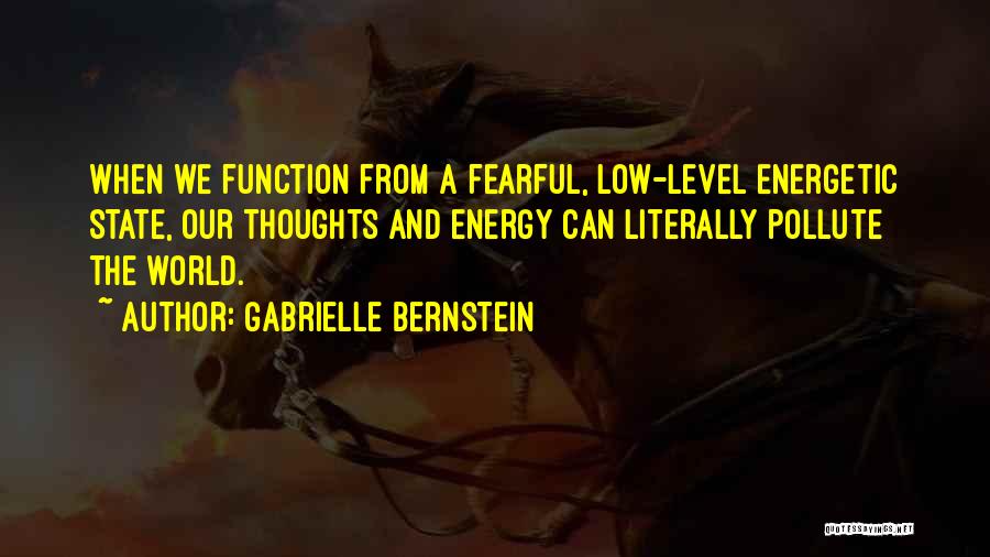 Gabrielle Bernstein Quotes: When We Function From A Fearful, Low-level Energetic State, Our Thoughts And Energy Can Literally Pollute The World.