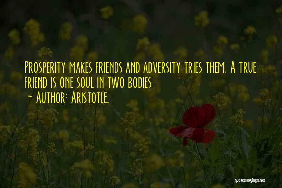 Aristotle. Quotes: Prosperity Makes Friends And Adversity Tries Them. A True Friend Is One Soul In Two Bodies