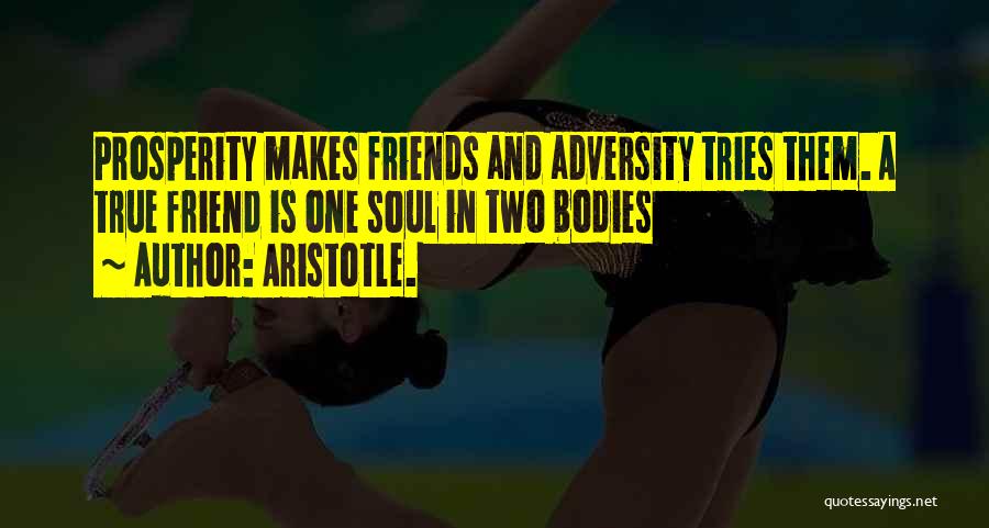Aristotle. Quotes: Prosperity Makes Friends And Adversity Tries Them. A True Friend Is One Soul In Two Bodies