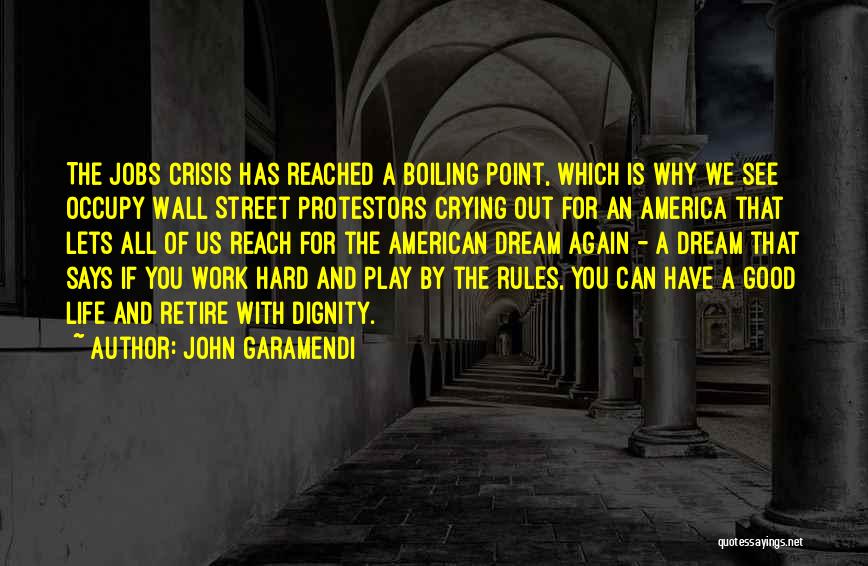 John Garamendi Quotes: The Jobs Crisis Has Reached A Boiling Point, Which Is Why We See Occupy Wall Street Protestors Crying Out For