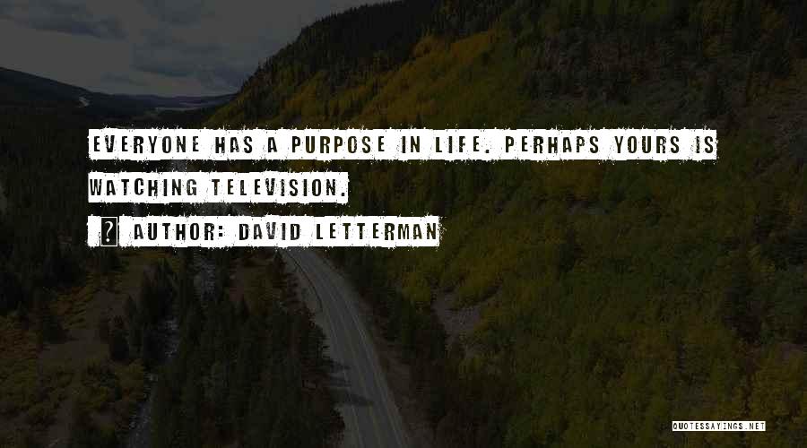 David Letterman Quotes: Everyone Has A Purpose In Life. Perhaps Yours Is Watching Television.