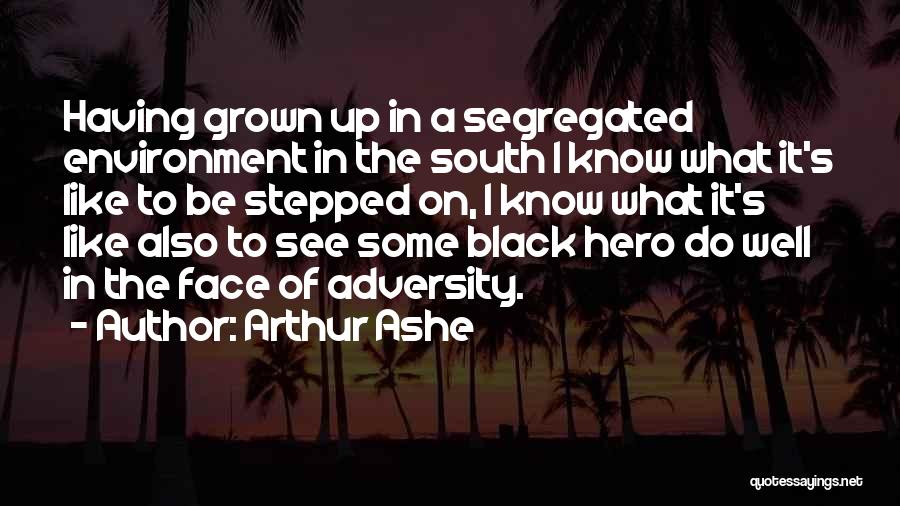 Arthur Ashe Quotes: Having Grown Up In A Segregated Environment In The South I Know What It's Like To Be Stepped On, I