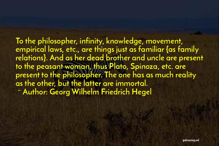 Georg Wilhelm Friedrich Hegel Quotes: To The Philosopher, Infinity, Knowledge, Movement, Empirical Laws, Etc., Are Things Just As Familiar {as Family Relations}. And As Her