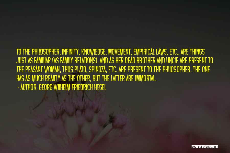 Georg Wilhelm Friedrich Hegel Quotes: To The Philosopher, Infinity, Knowledge, Movement, Empirical Laws, Etc., Are Things Just As Familiar {as Family Relations}. And As Her