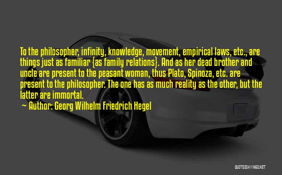 Georg Wilhelm Friedrich Hegel Quotes: To The Philosopher, Infinity, Knowledge, Movement, Empirical Laws, Etc., Are Things Just As Familiar {as Family Relations}. And As Her