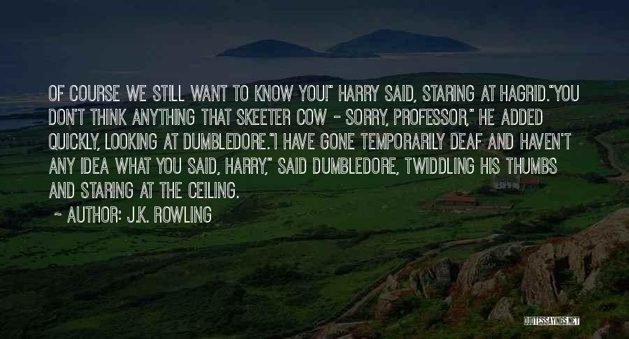 J.K. Rowling Quotes: Of Course We Still Want To Know You! Harry Said, Staring At Hagrid.you Don't Think Anything That Skeeter Cow -
