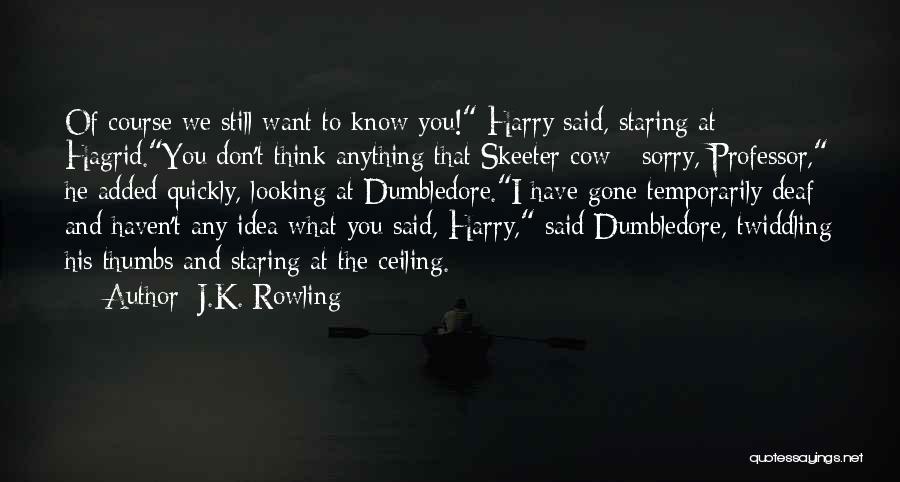 J.K. Rowling Quotes: Of Course We Still Want To Know You! Harry Said, Staring At Hagrid.you Don't Think Anything That Skeeter Cow -