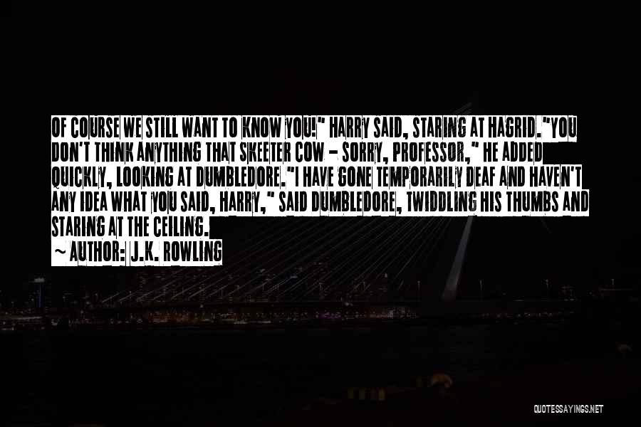 J.K. Rowling Quotes: Of Course We Still Want To Know You! Harry Said, Staring At Hagrid.you Don't Think Anything That Skeeter Cow -