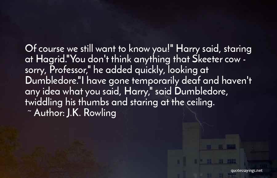 J.K. Rowling Quotes: Of Course We Still Want To Know You! Harry Said, Staring At Hagrid.you Don't Think Anything That Skeeter Cow -
