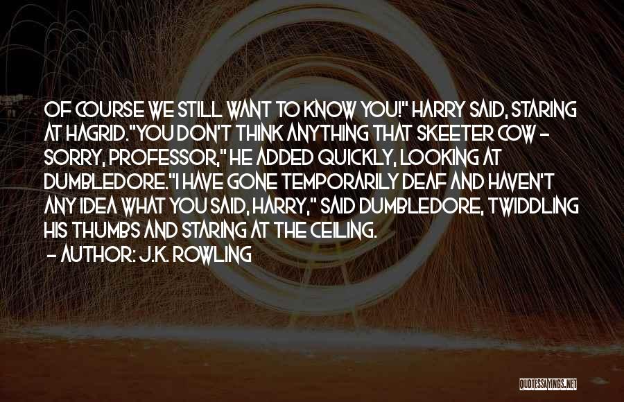 J.K. Rowling Quotes: Of Course We Still Want To Know You! Harry Said, Staring At Hagrid.you Don't Think Anything That Skeeter Cow -