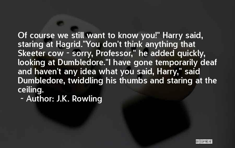 J.K. Rowling Quotes: Of Course We Still Want To Know You! Harry Said, Staring At Hagrid.you Don't Think Anything That Skeeter Cow -