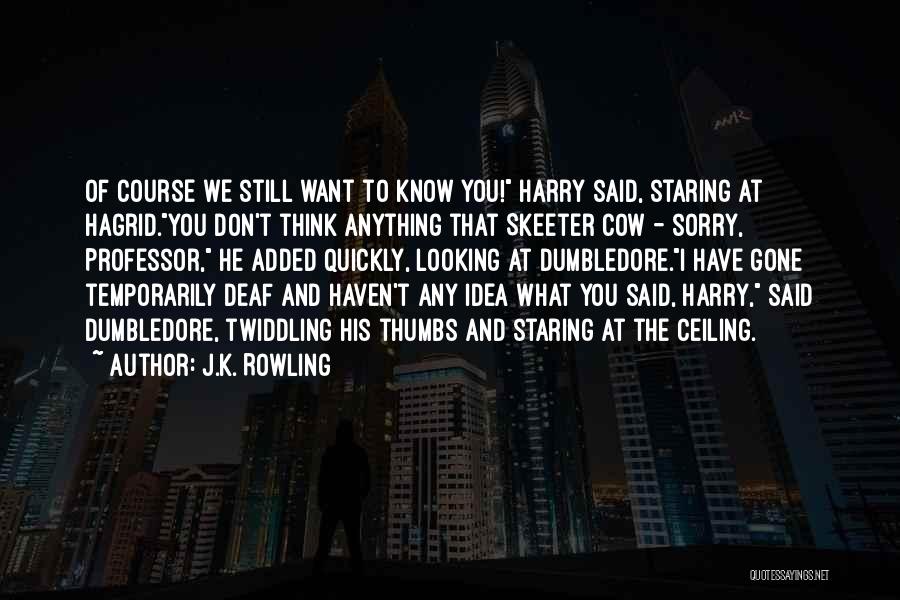 J.K. Rowling Quotes: Of Course We Still Want To Know You! Harry Said, Staring At Hagrid.you Don't Think Anything That Skeeter Cow -
