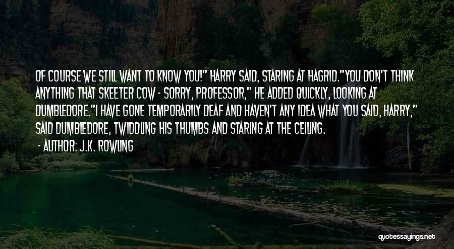 J.K. Rowling Quotes: Of Course We Still Want To Know You! Harry Said, Staring At Hagrid.you Don't Think Anything That Skeeter Cow -