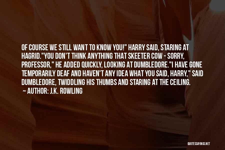J.K. Rowling Quotes: Of Course We Still Want To Know You! Harry Said, Staring At Hagrid.you Don't Think Anything That Skeeter Cow -