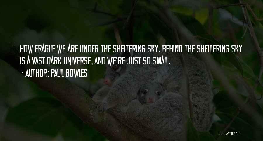 Paul Bowles Quotes: How Fragile We Are Under The Sheltering Sky. Behind The Sheltering Sky Is A Vast Dark Universe, And We're Just