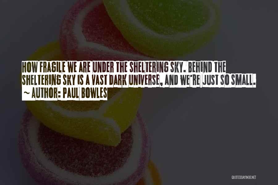 Paul Bowles Quotes: How Fragile We Are Under The Sheltering Sky. Behind The Sheltering Sky Is A Vast Dark Universe, And We're Just