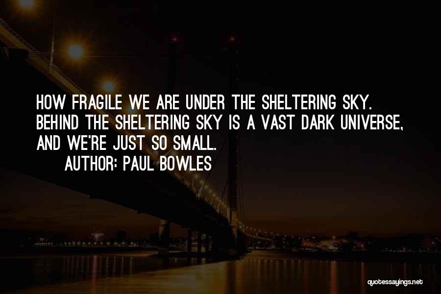 Paul Bowles Quotes: How Fragile We Are Under The Sheltering Sky. Behind The Sheltering Sky Is A Vast Dark Universe, And We're Just