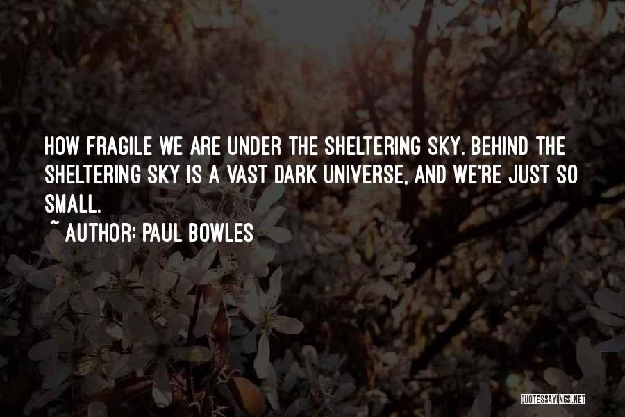 Paul Bowles Quotes: How Fragile We Are Under The Sheltering Sky. Behind The Sheltering Sky Is A Vast Dark Universe, And We're Just