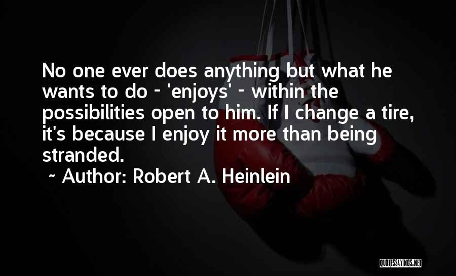 Robert A. Heinlein Quotes: No One Ever Does Anything But What He Wants To Do - 'enjoys' - Within The Possibilities Open To Him.